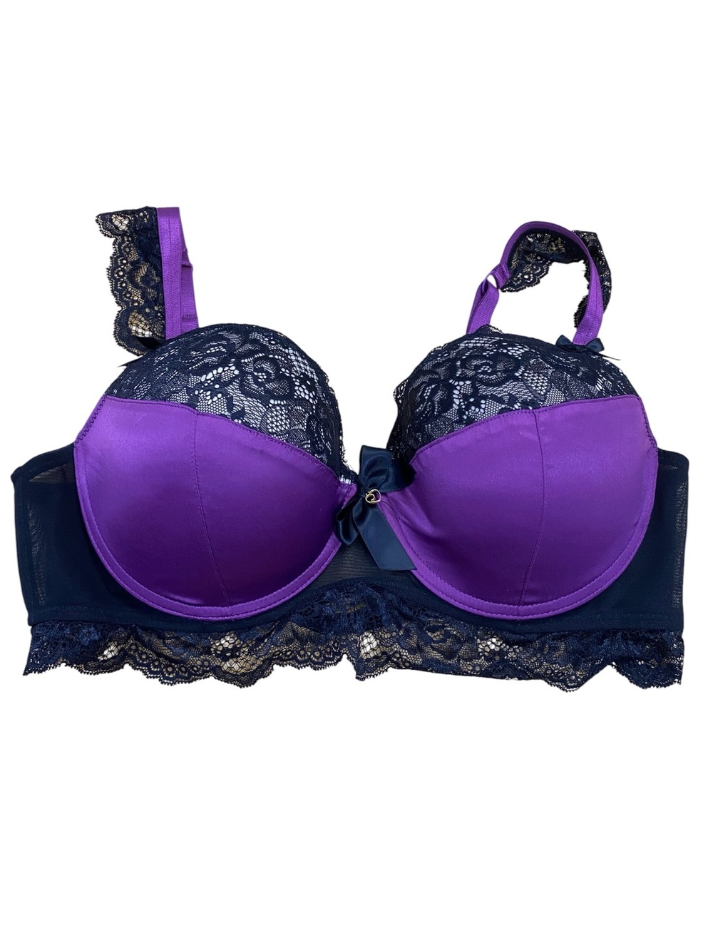 Lovehoney Purple and Black Lace Push Up Bra